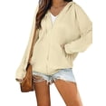 thumbnail image 2 of Veste Décontractée à Capuche pour Femmes Manches Longues Zip Couleur Unie avec Poches Chandail en Molleton d'Automne, 2 of 6