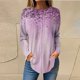 thumbnail image 2 of camisetas para mujer otoño casual camisas de manga larga sudadera retro impresión top pullover rosa caliente / xl, 2 of 5