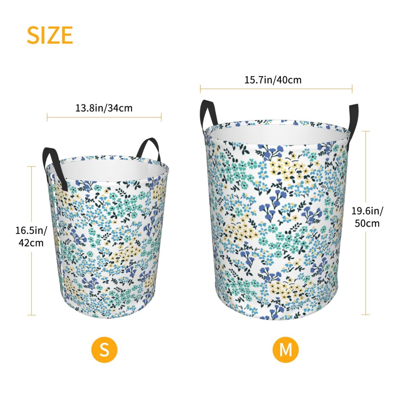 Large Laundry Basket with Handles - Cute Floral Kids Baby Dirty Clothes Laundry Hamper for Bedroom Aesthetic