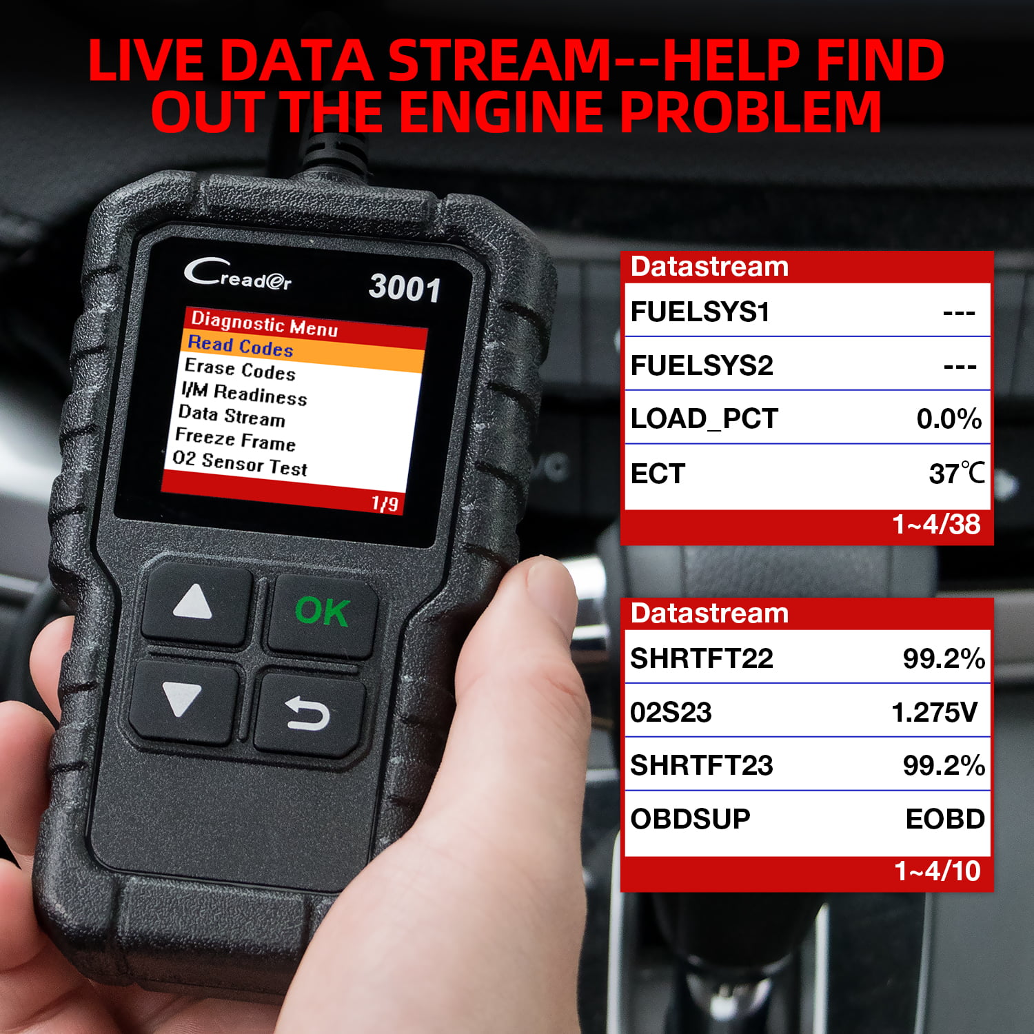 LAUNCH CR3001 OBD2 Scanner Car Check Engine Light Diagnostic Tool Code Reader 