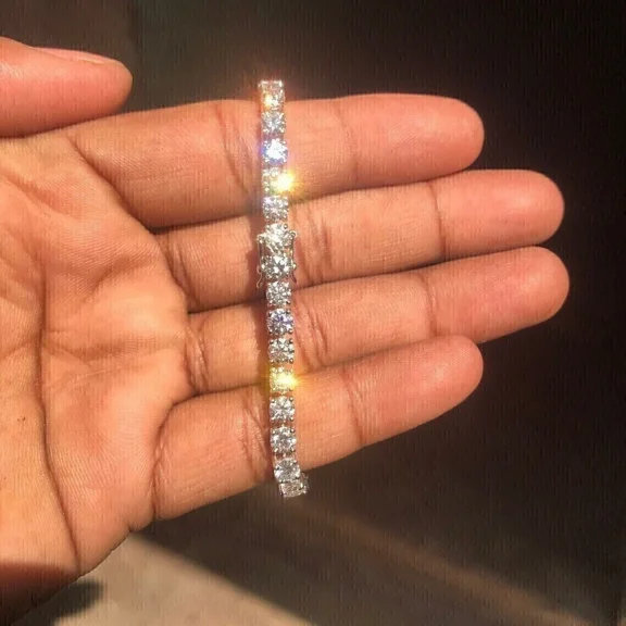 8Ct Round Cut Lab-Created Diamond Women's Tennis Bracelet 14K White Gold Plated