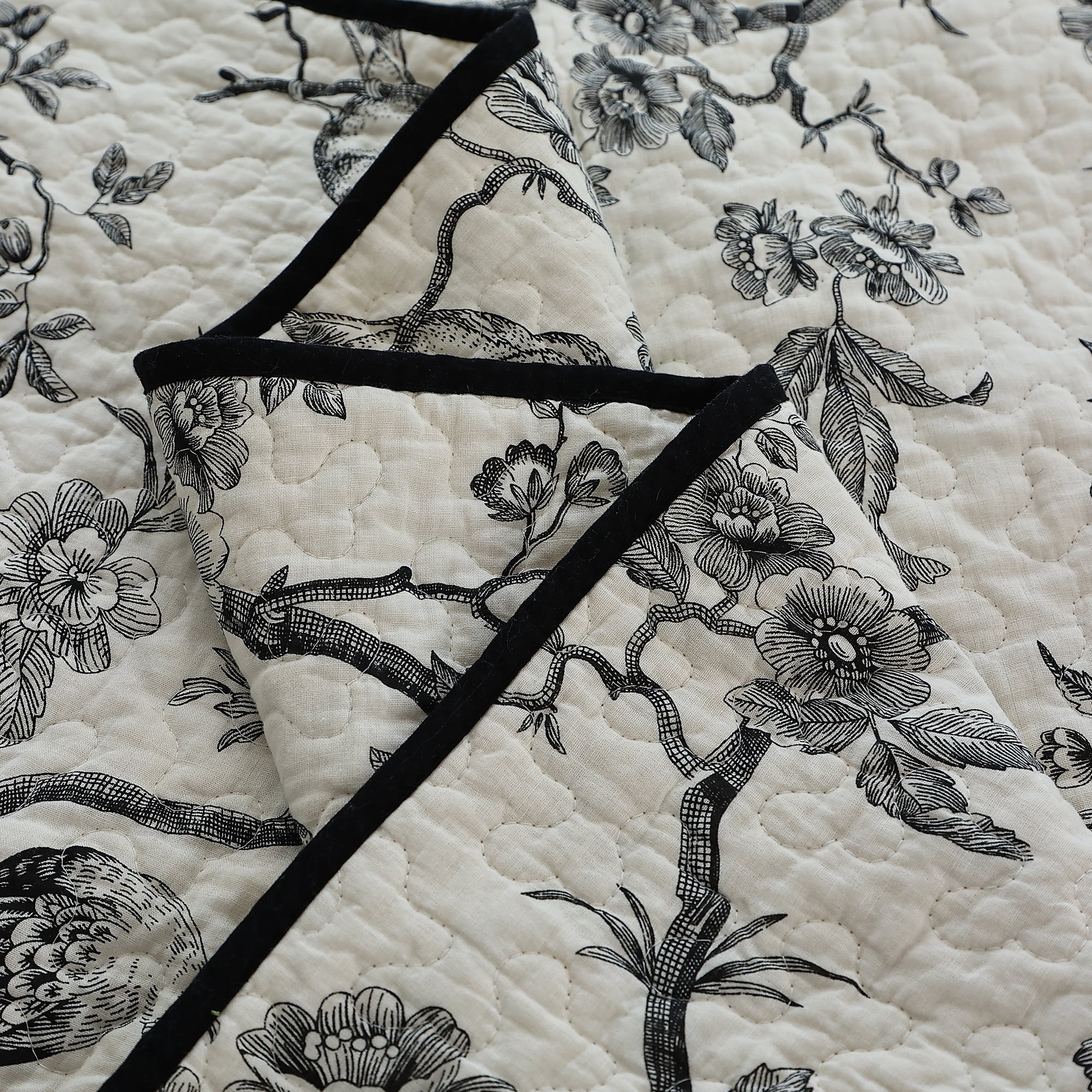 Evenhug Quilt Set 2-Piece Twin Blackbird Cotton Quilt Bedding Set With 2 Pillow Shams