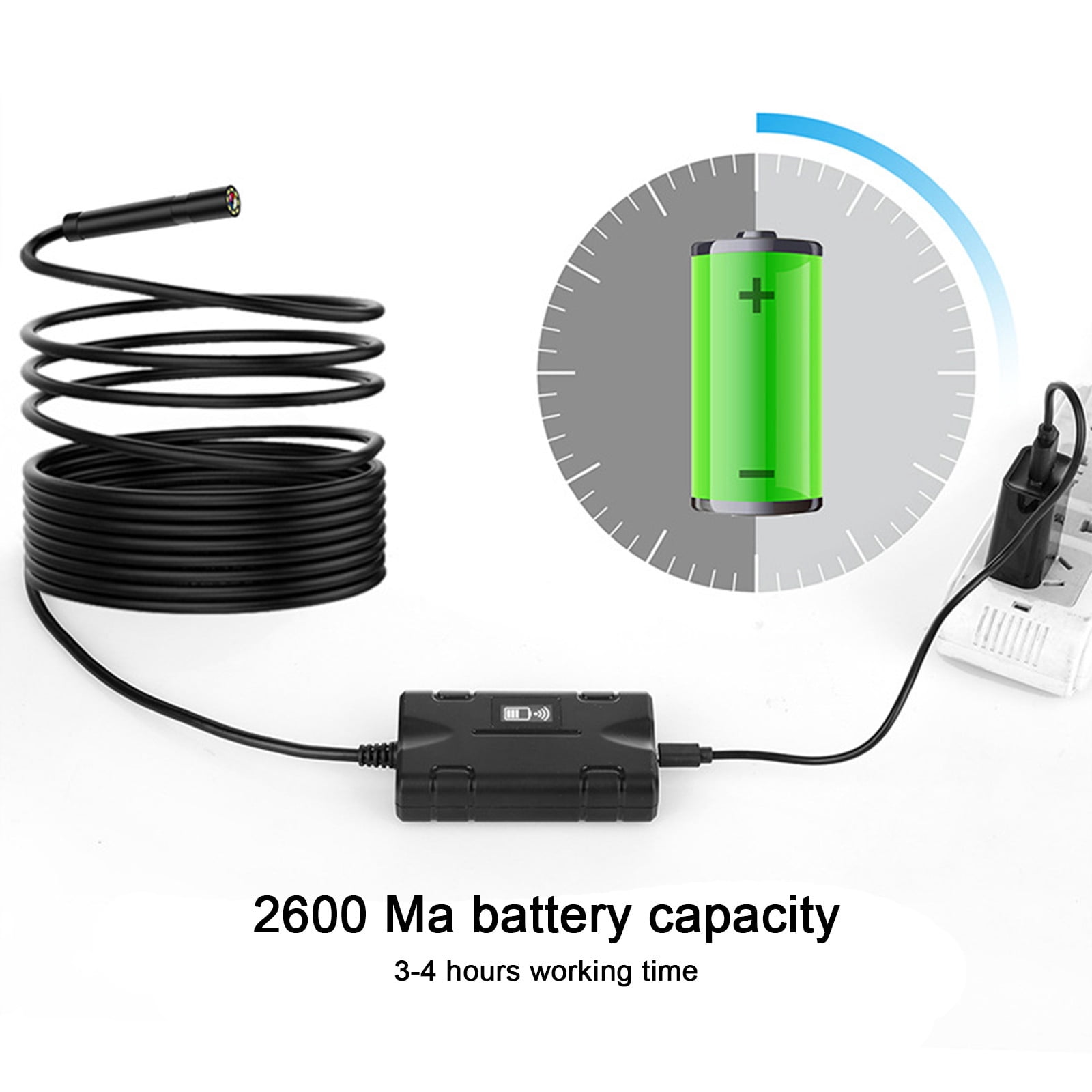 HOZVOMI Wireless Endoscope 8mm Borescope - 1080P HD Camera, 6.56FT Semi-Rigid Cable, IP67 Waterproof, 8 Adjustable LEDs, 2600mAh Battery for IOS/Android, Automotive & Pipe Inspection