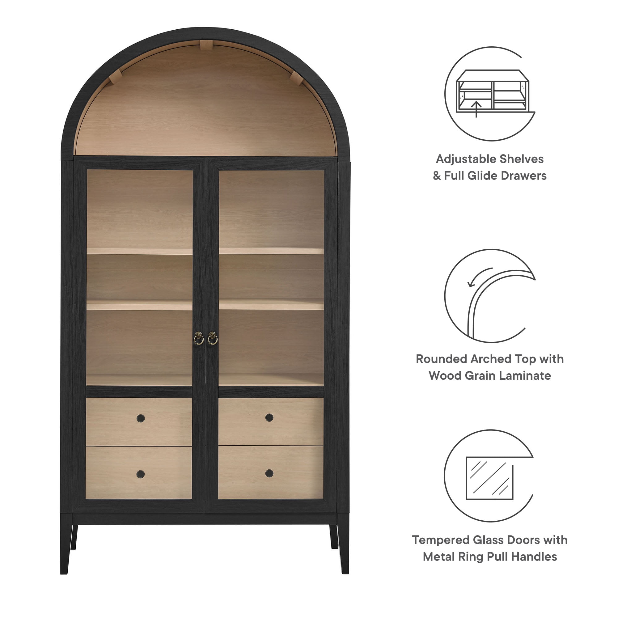 Nolan Storage Display Cabinet in Black Oak