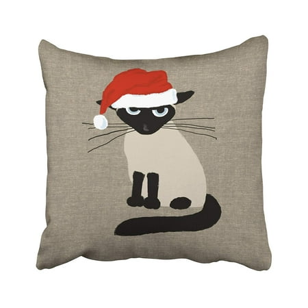 Thai Positioning Pillow - BPBOP Xmas Siamese Santa Claws Funny Christmas Kitty Cat Pillowcase Pillow Cushion Cover 18x18 inches