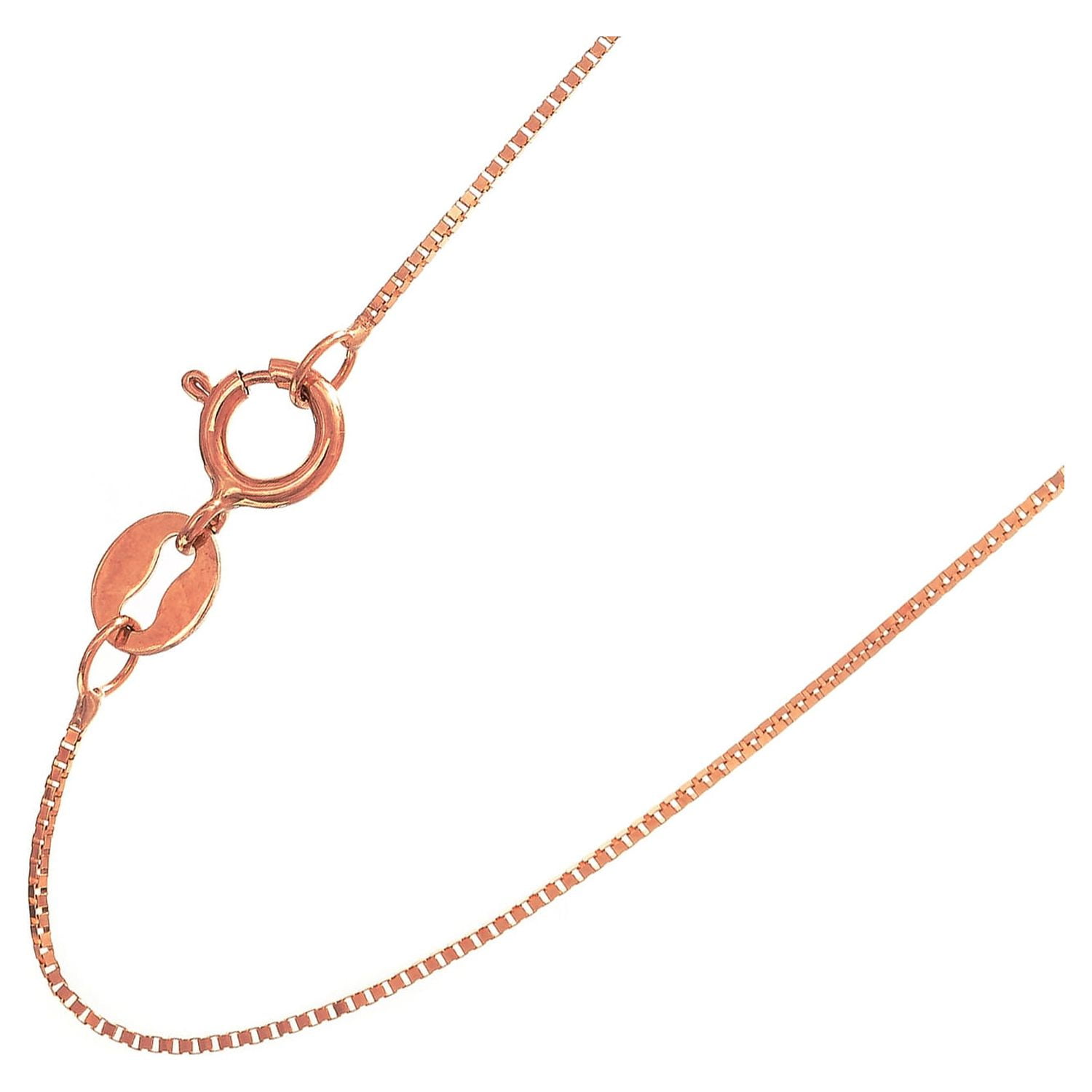 JewelStop 10k Rose Gold 0.45mm Shiny Box Chain Necklace with Spring Ring Clasp- 16" 18" 20"
