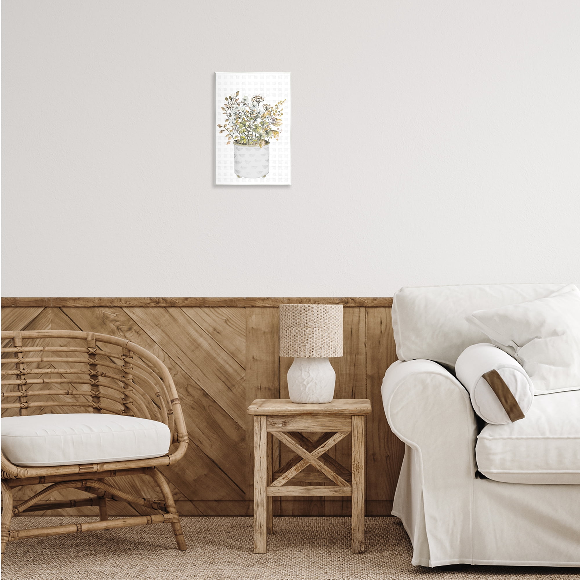 Stupell Industries Neutral Potted Wildflowers Botanical & Floral Painting Unframed Art Print Wall Art, 10 x 15
