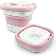 Mini Portable Washing Machine - Small Foldable Bucket Washer for Clothes- For Camping, RV, Travel, Small Spaces. (Pink)