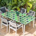 thumbnail image 2 of Saint Patrick's Day Table Cloths for 5 Foot Rectangle Tables, Green Plaid Clovers Geometric Patio Waterproof Elastic Fitted Tablecloths, Washable Rectangular Table Cover for Camping, 2 of 8