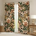 thumbnail image 2 of jejeloiu Wild Cheetah Pattern Curtains and Drapes,Rustic Rose Flower Black Out Curtains,Retro Leopard Print Curtains Pack of 2 (52x63 Each) For Boys Girls,Super Cozy Room Decor, 2 of 6