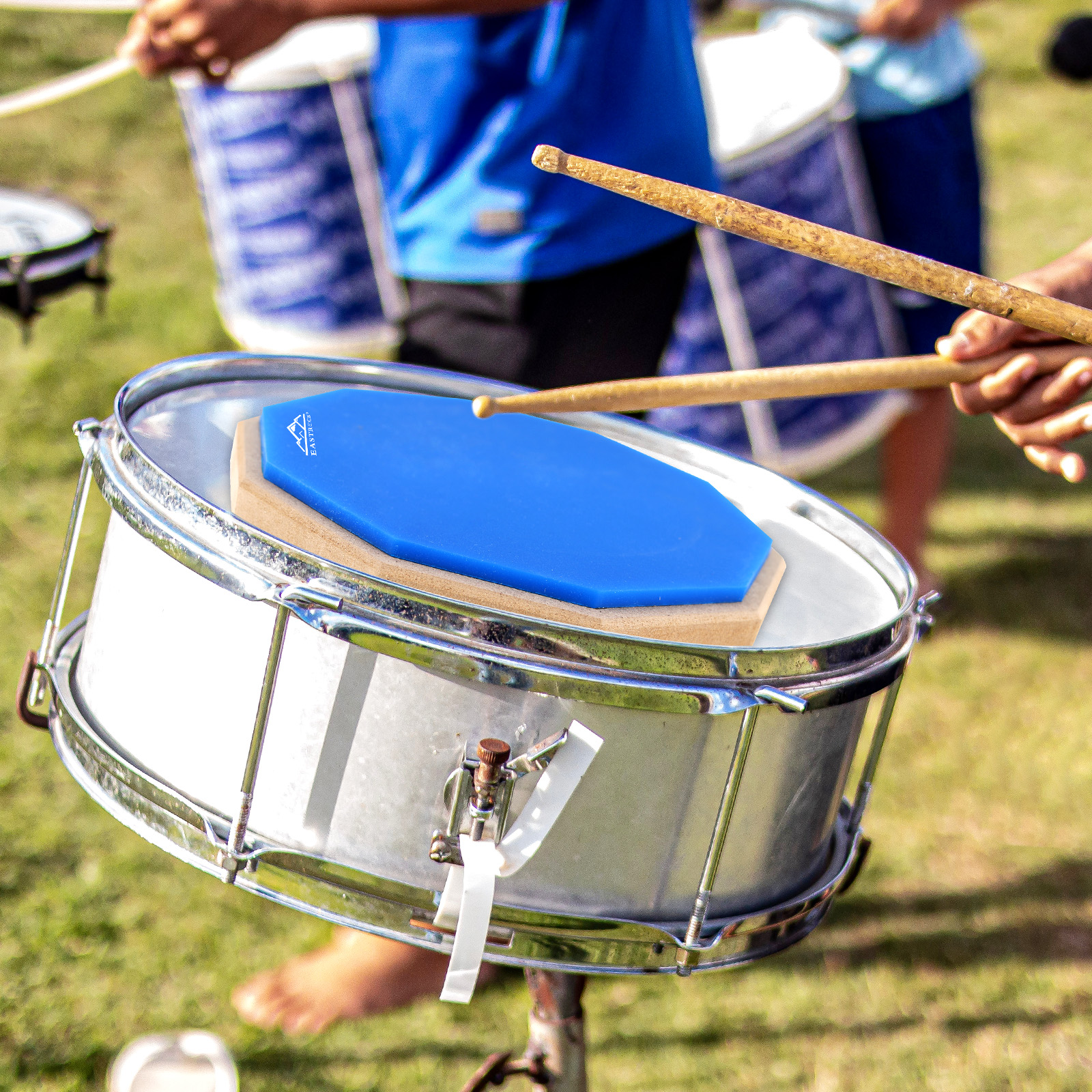 Eastrock Drun Practice Pad 8 inch Double Silicone Surface Non-Slip Rubber Silent Practice Drum Pad for Beginner Blue