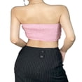 thumbnail image 4 of Summer Women‘s Strapless Ruched Tank Tops  3D Flower Pattern Camisole, 4 of 9
