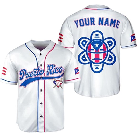 Mostprints Personalized Puerto Rico Baseball Shirt, Customized Team Name Puerto Rican Baseball Jersey for Men and Women S-5XL (S)