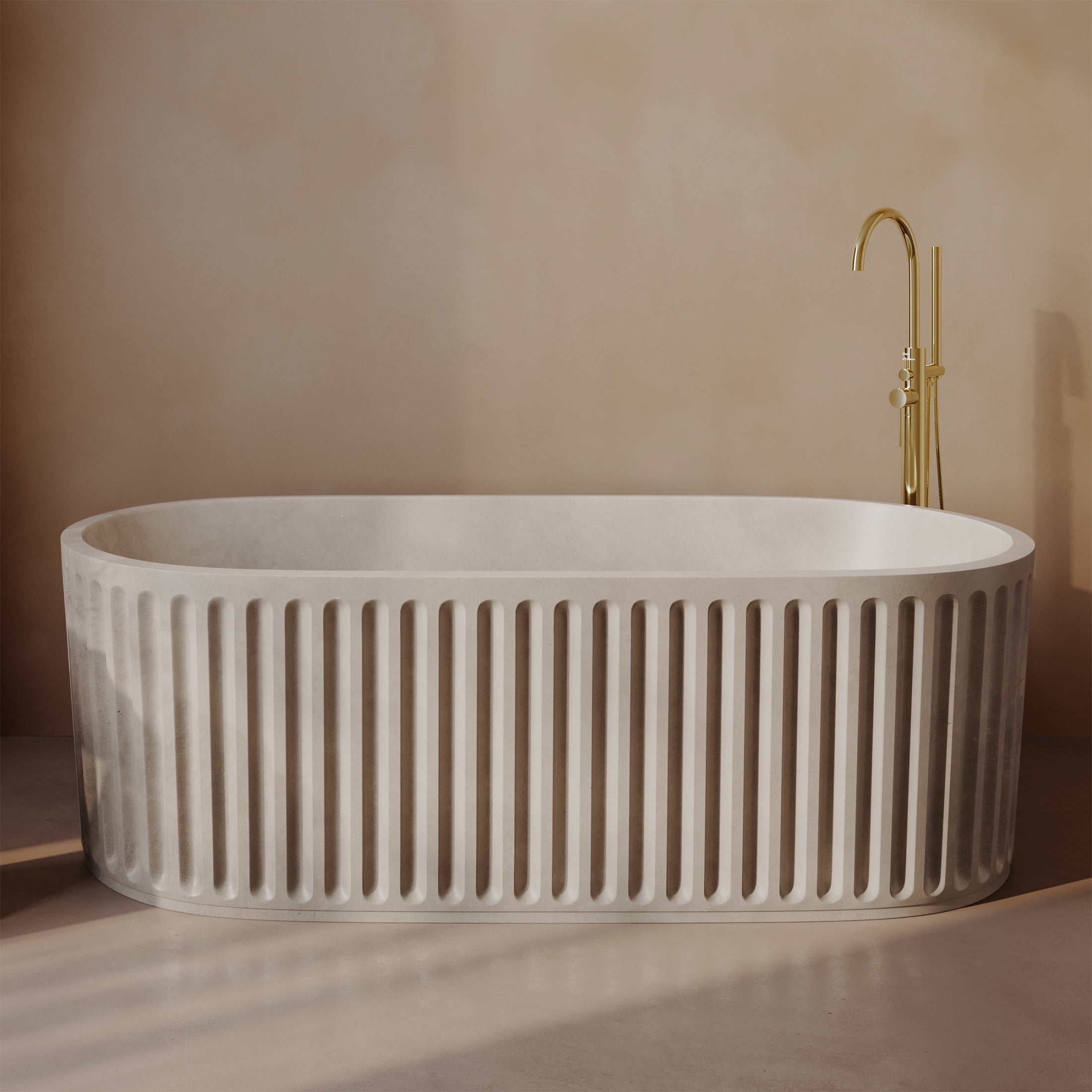 Delice 67" Freestanding Concrete Bathtub in Sand, Drain Included