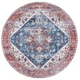 thumbnail image 3 of SAFAVIEH Tucson Jayla Oriental Machine Washable Area Rug, Blue/Red, 5' x 5' Round, 3 of 14