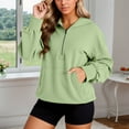 thumbnail image 2 of Cnbwig Women's Graphic Hoodies Half Zipper Solid Color Hoodie Long Sleeve Pullover Streetwear Sweatshirt with Pocket for Daily Wear Oversized Sweatshirt Casual Hoodies Light Green M, 2 of 7