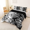 thumbnail image 2 of jejeloiu Contrast Skull King Size Comforter Sets,Intricate Damask Comforters King Size For Adults,Black White,Black Reversible,3 Pieces,1 Comforter and 2 Pillowcases, 2 of 7