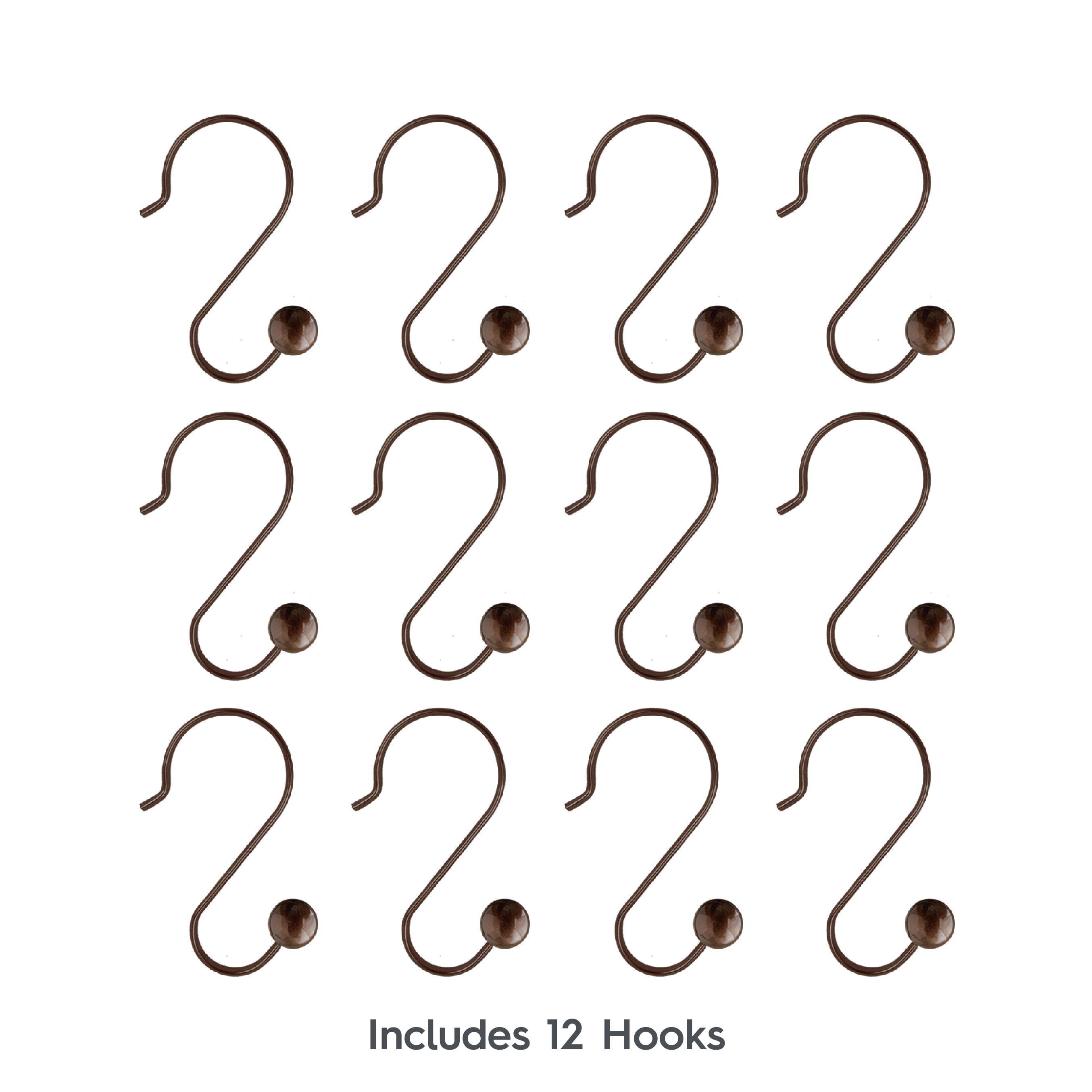 Better Homes & Gardens Bronze Ball Rust-Proof Steel Shower Hooks, Set of 12