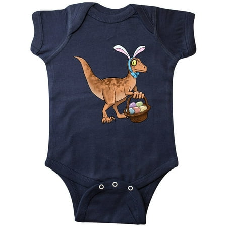 Bunny Infant Bodysuit - Easter Velociraptor with Bunny Ears Infant Creeper