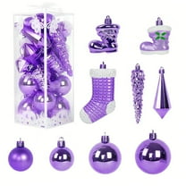 21PCS Christmas Theme Pendants Ornaments, Reusable Luxury Plastic Ball Pendats Gifts for Xmas Tree Winter Decor (Purple)