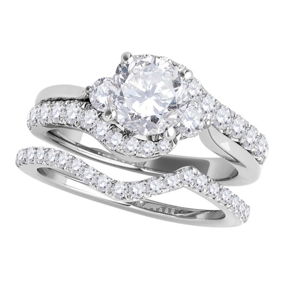 Aonejewelry 1.25 Ct. Halo Antique Design Engagement Bridal Set Diamond Ring Crafted In 14k Solid White Gold