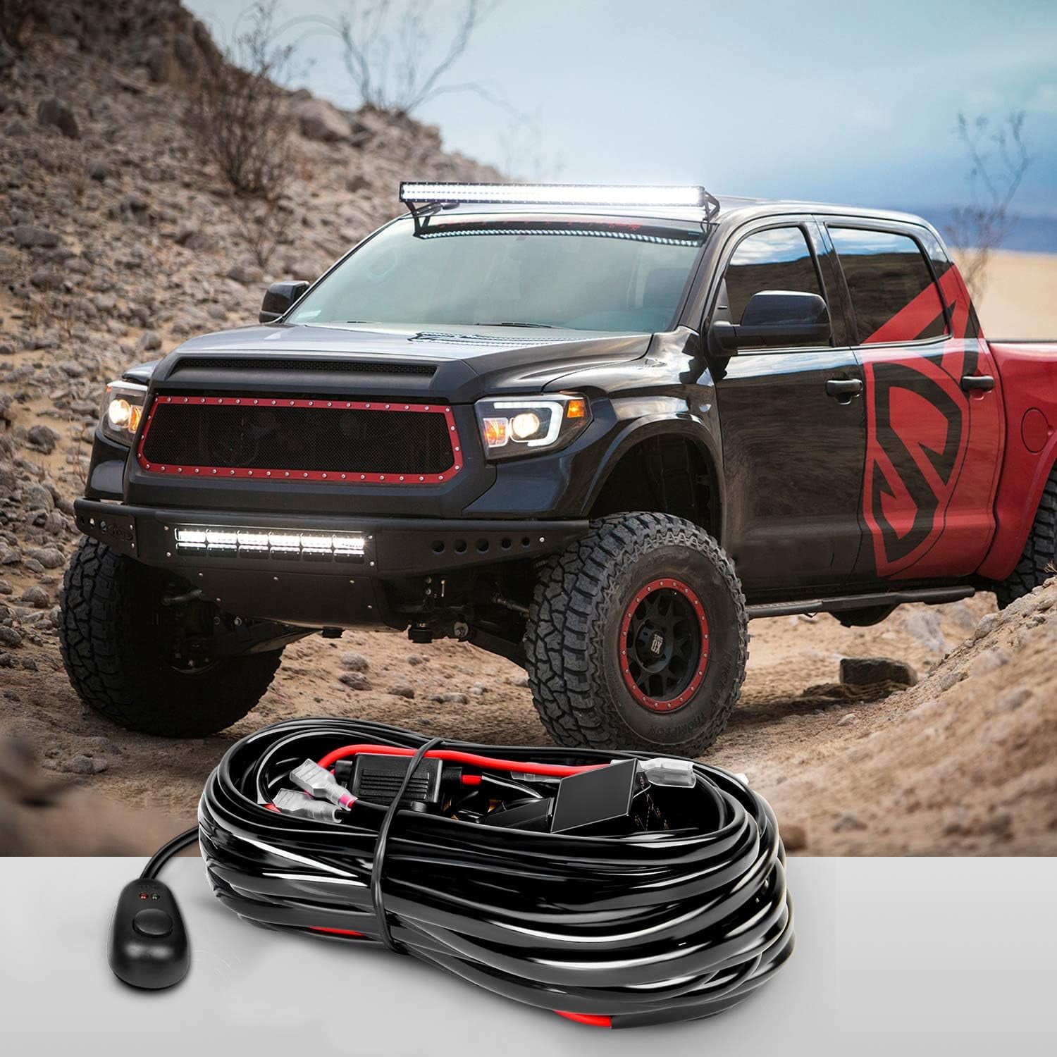 Nilight 12Inch 12 Inch 300W Triple Row Flood Spot Combo 30000LM Led Off Road Lights for Trucks with 16AWG Wiring Harness Kit