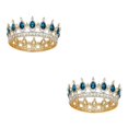 thumbnail image 2 of mmirethe Exquisite Craft And Delicate Pattern Rhinestone For Wedding Or Bridal Electroplated Tiaras Gold + lake blue 2Set, 2 of 6