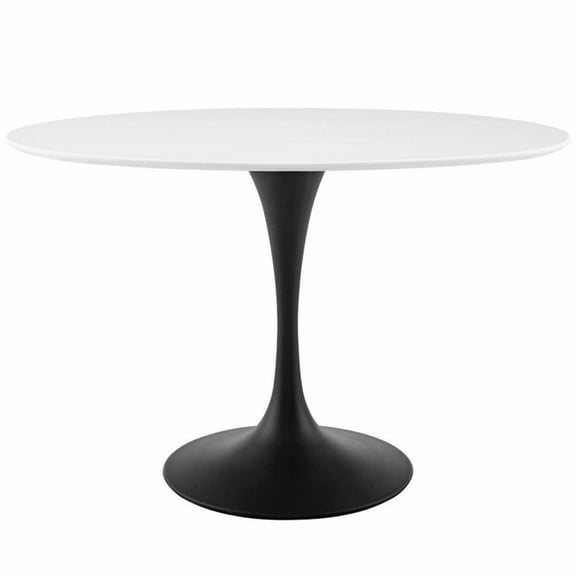 Pemberly Row 48" Oval Wood Top and Metal Dining Table in Black/White