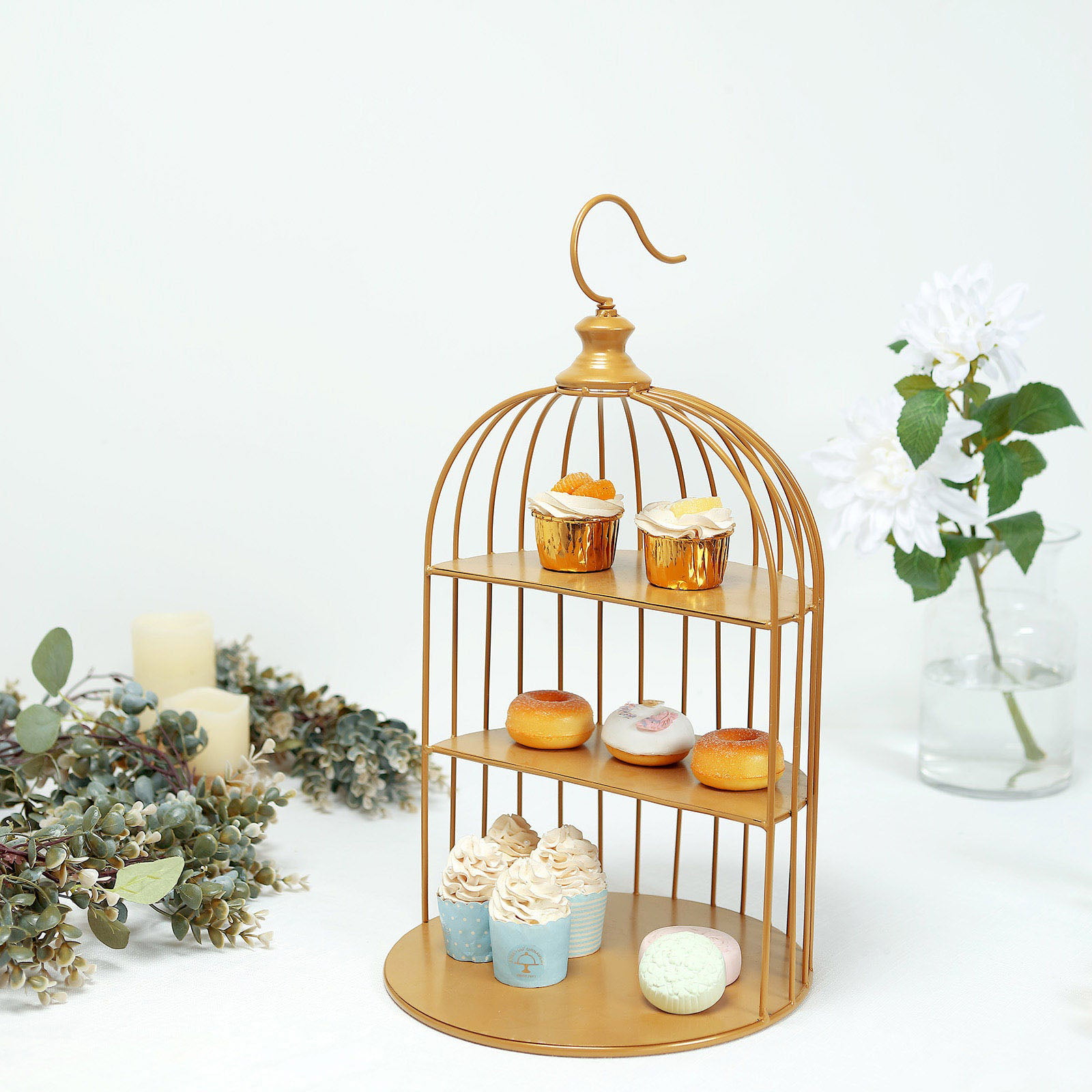 3 Layers Vintage Cardboard Birdcage Cupcake Stand Birthday Wedding Table Decor 