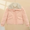 thumbnail image 5 of XUNKUSGA Women's Puffer Jacket Loose Full Zip casual outerwear Lightweight Warm Quilted Jacket Fashion Plush Wide Lapel Collar Long Sleeve winter coats for women with Adjustable Hem M-2XL Pink, 5 of 6