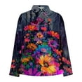 thumbnail image 4 of Printed Drop Neck Tunic for Women Boho Floral Pattern Long Sleeve Top with Button Front Relaxed Casual Blouse, 4 of 5