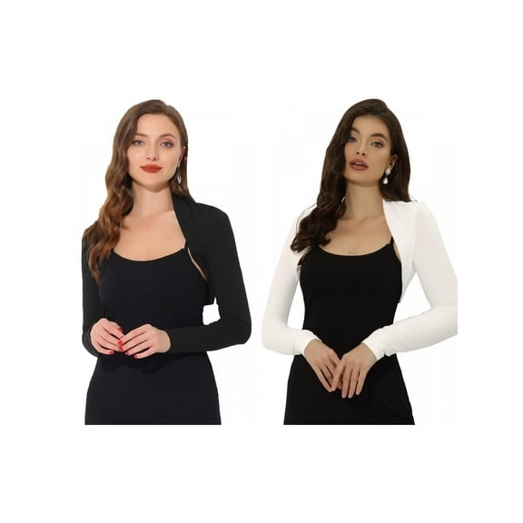NOMADIC NOOK Women's 2 Packs Elegant Solid Color Long Sleeves Bolero Shrug