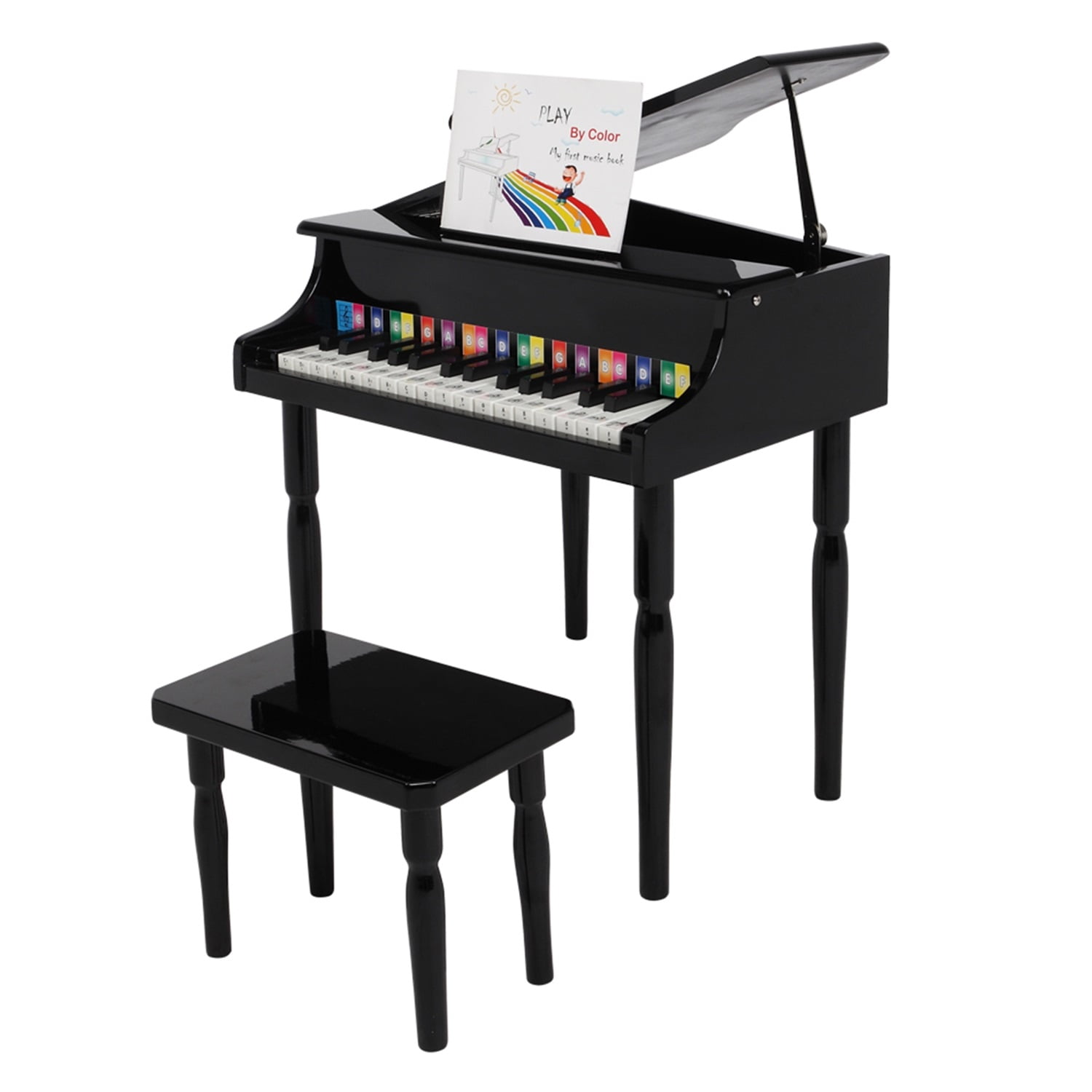 CIPACHO 30-key Children's Wooden Piano, Mini Kid Piano Toy with Music Stand, Bench, Song Book, Note Stickers CIPACHO 30-key Children's Wooden Piano, Mini Kid Piano Toy with Music Stand, Bench, Song Book, Note Stickers