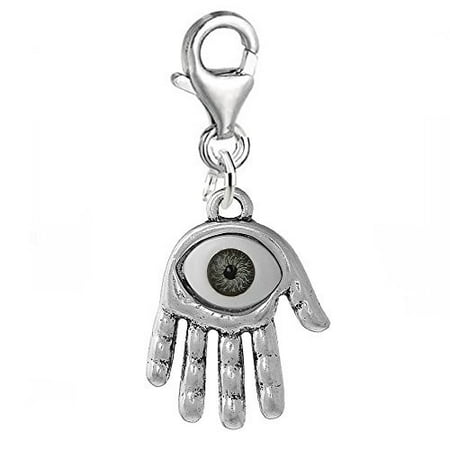 - Hamsa Hand with Resin Eye Clip on Pendant Charm for Bracelet or Necklace