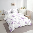 thumbnail image 3 of Feelyou Girly Purple Bowknot Bedding Comforter Set 7pcs, Cartoon Princess Bowknot Queen Bedding Sets, Teen Boy Girl Kid Reversible Queen Sheet Sets, Lightweight Room Decor, 3 of 7
