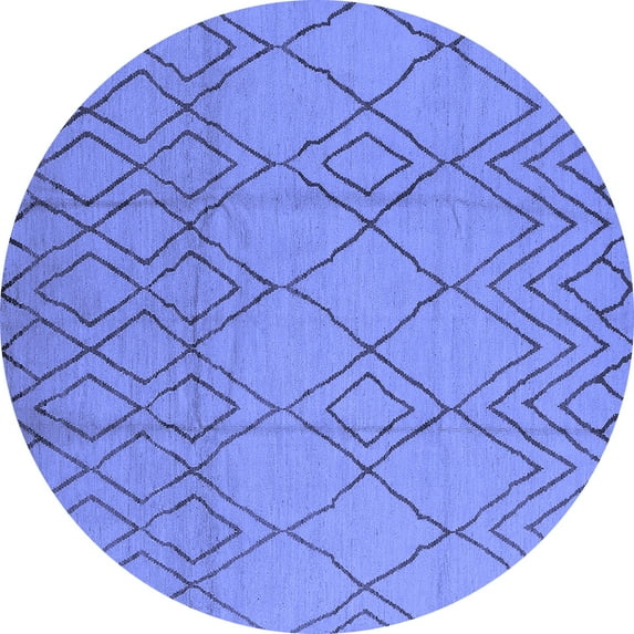 Ahgly Company Machine Washable Indoor Round Solid Blue Modern Area Rugs, 3' Round