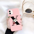 thumbnail image 1 of Funda de teléfono de silicona con letra inicial de Ottwn para iPhone 11 Pro 12 Pro Max X XR XS Max 7 8 Plus, funda trasera de TPU suave con flor rosa Retro Tan Jianjun unisex, 1 of 2