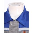 thumbnail image 5 of TiaoBug Mens Short Sleeve Zip Up Work Shirt Reflective Stripes Jacket Workshop Tops with Pockets Blue&Gray 175/XL, 5 of 7