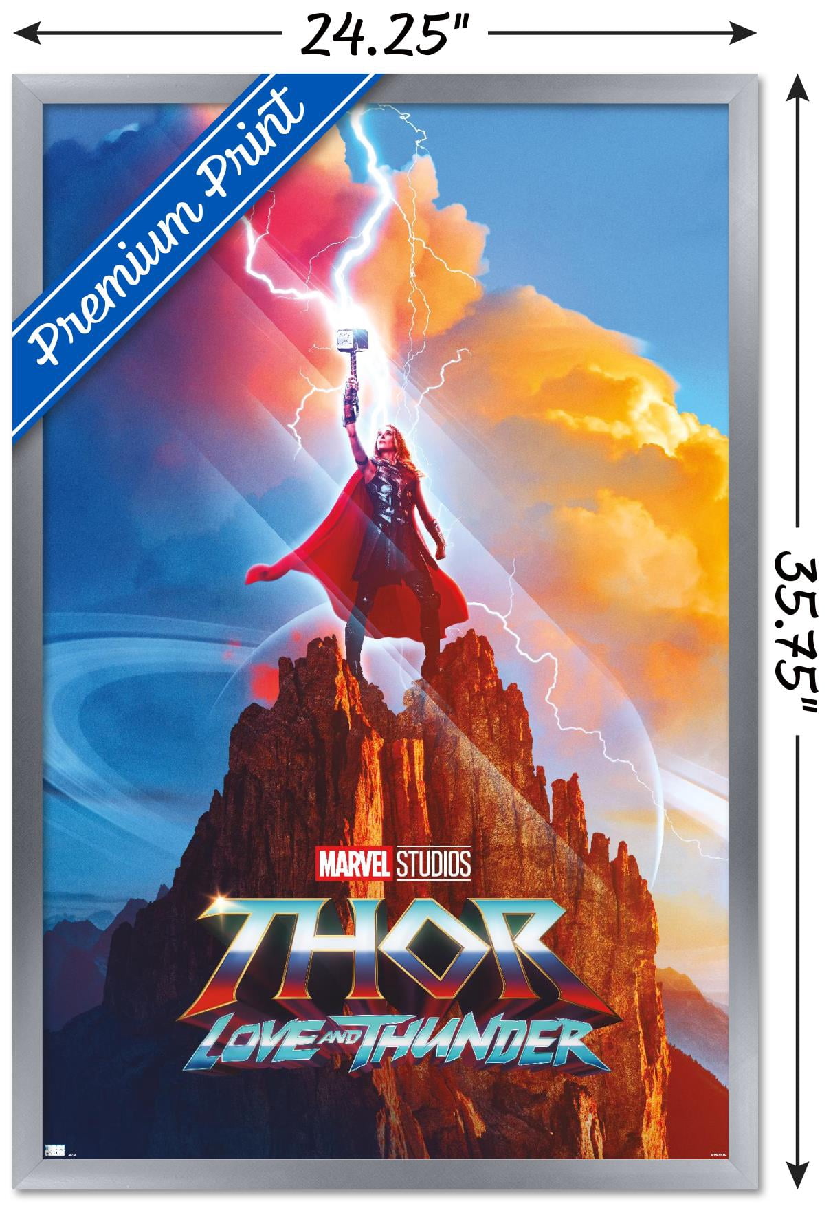 Marvel Thor: Love and Thunder - Mighty Thor One Sheet Wall Poster, 22.375" x 34" Framed