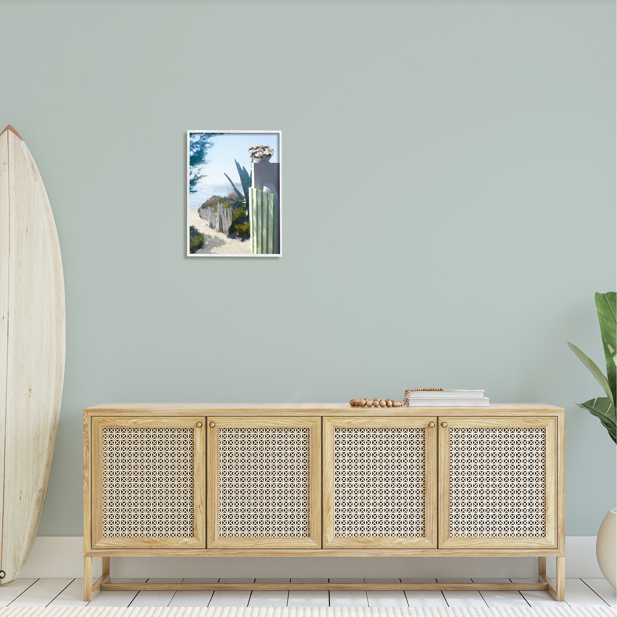 Stupell Industries Beach Shore Boardwalk Summer Ocean Sandy Breeze Painting White Framed Art Print Wall Art, Design by Noah Bay