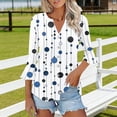 thumbnail image 5 of Kezqiaxn Cute Tops for Women Ruffled 3/4 Sleeve V-Neck Casual Loose Button Down Shirts Dressy Work Blouses, 5 of 5