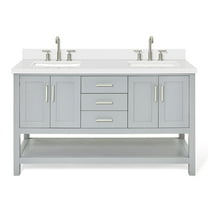 Ariel S061dwqrvo Magnolia 60" Free Standing Double Basin Vanity Set - Grey / Pure White
