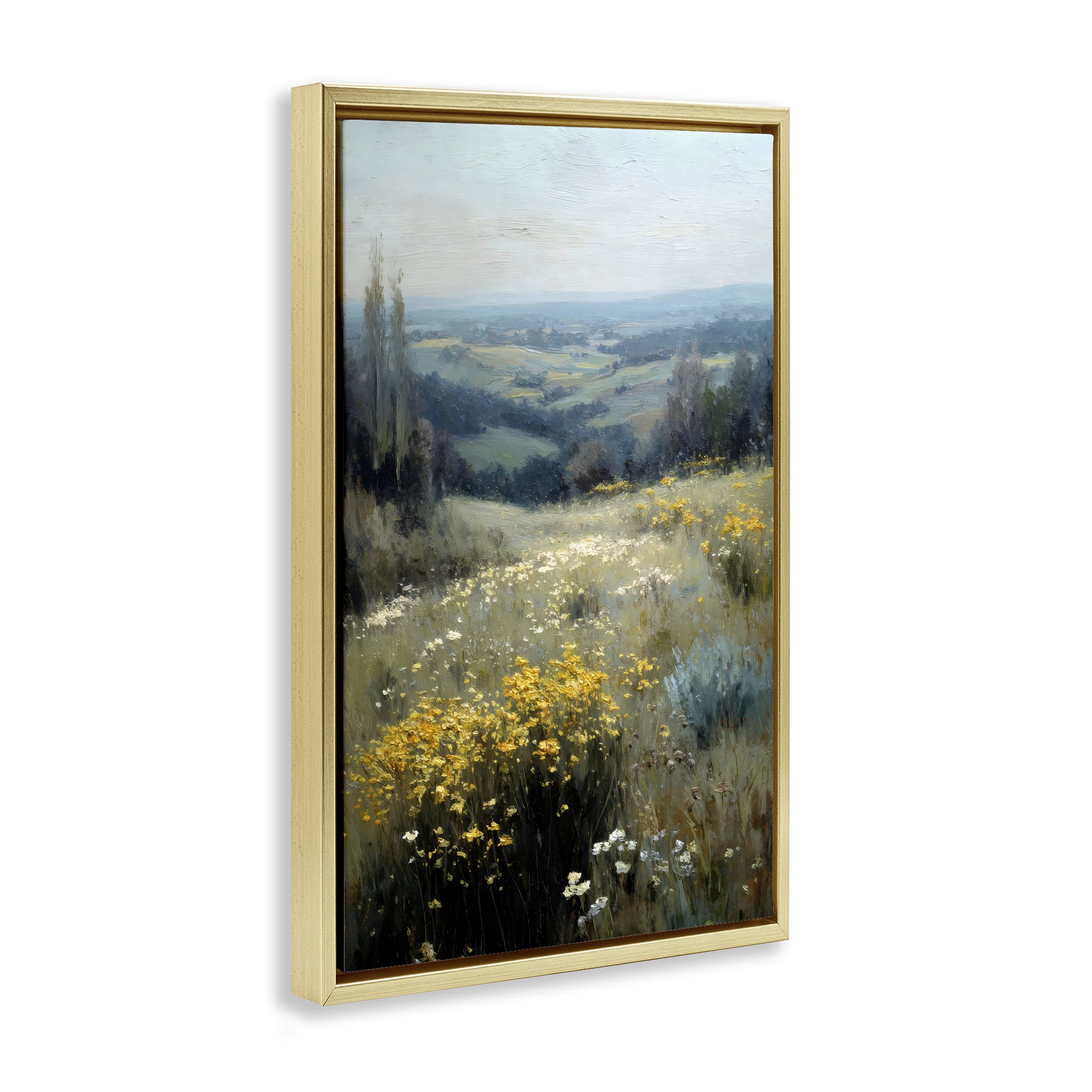 Stupell Industries Sporadic Meadow Flowers Gold Framed Floater Canvas Wall Art, design by Petal Prints Design