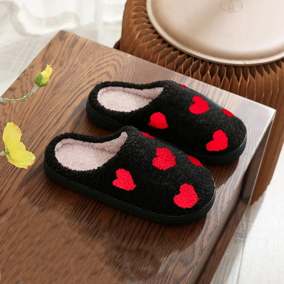 Viluyesy Womens House Slippers, Non-Slip Soft Sole Closed Toe Slip-On Warm Fuzzy Slippers Black
