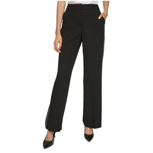Karl Lagerfeld Womens Rhinestone Trim Casual Trouser Pants, Black, 2