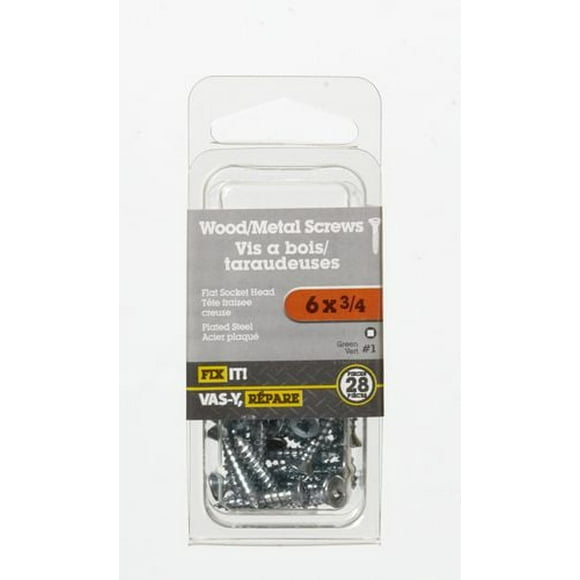 Vis bois tt plate 6 x 3/4 po plq 28 pièces Utilisé en remplacement des clous pour une force de maintien supérieure et là où un démontage est requis.