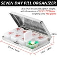 thumbnail image 4 of 7-Days a Week Metal Pill Box - Medication Planner with Medication Dispenser, Fine Pattern, Food Grade PP Compartment.(Silver), 4 of 7