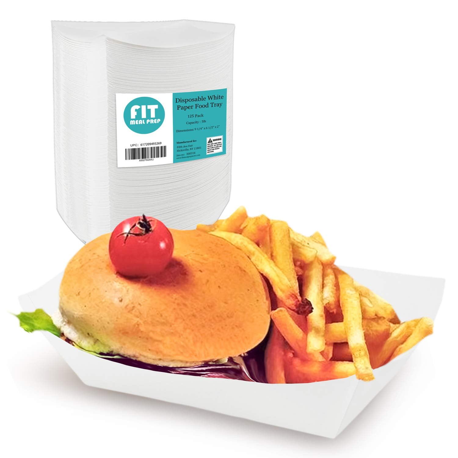 4" 5" inch Disposable Cardboard Burger Chips Hot Food Meal Takeaway Serving Tray 