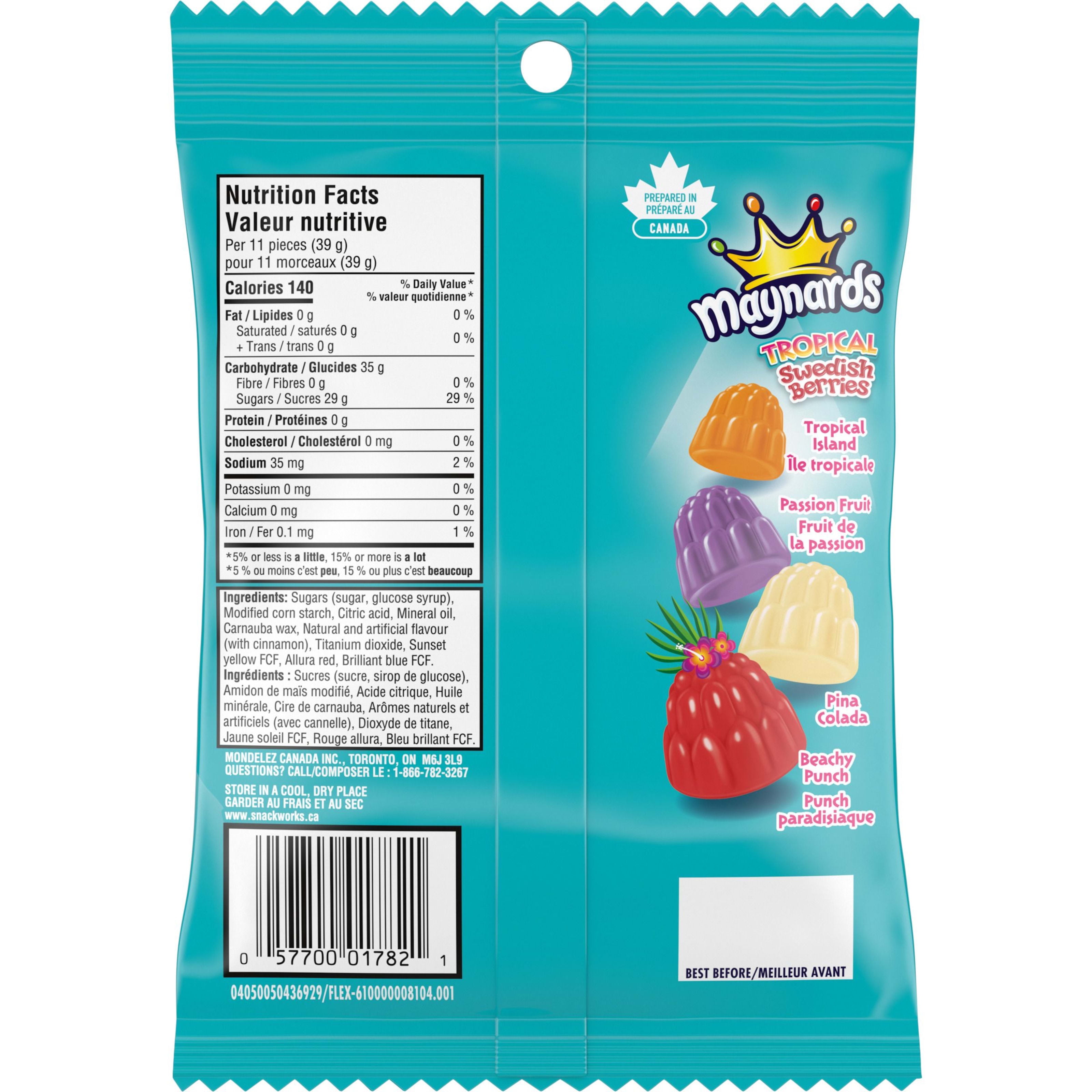 Maynards Tropical Swedish Berries Candy, Gummy Candy, 154 g