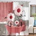 thumbnail image 6 of Red Daisy Flower Shower Curtain, Farmhouse Floral and Butterfly in Bathtub Shower Curtains for Bathroom, Rustic Country Abstract Geometric Floral Bath Decor Bathtub Set with 15 Hooks 70X70in, 6 of 6